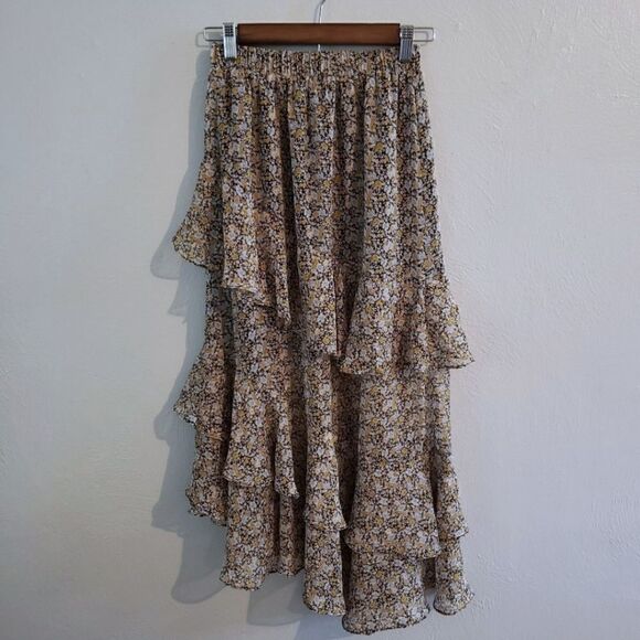 MinkPink Nahla Floral Frill Tiered Midi Skirt Size Small NWOT - Picture 5 of 6